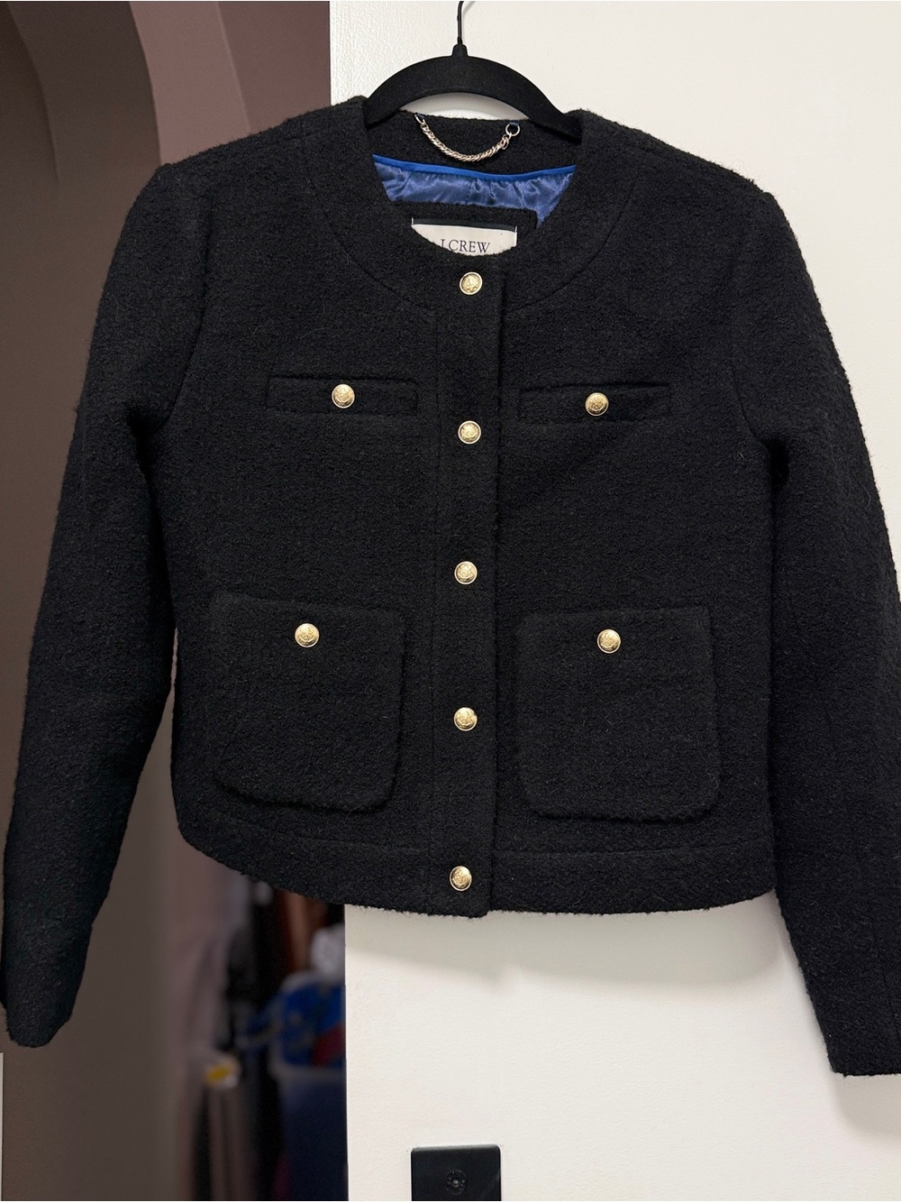 J. Crew Collection Black Bouclé Collarless Lady Jacket